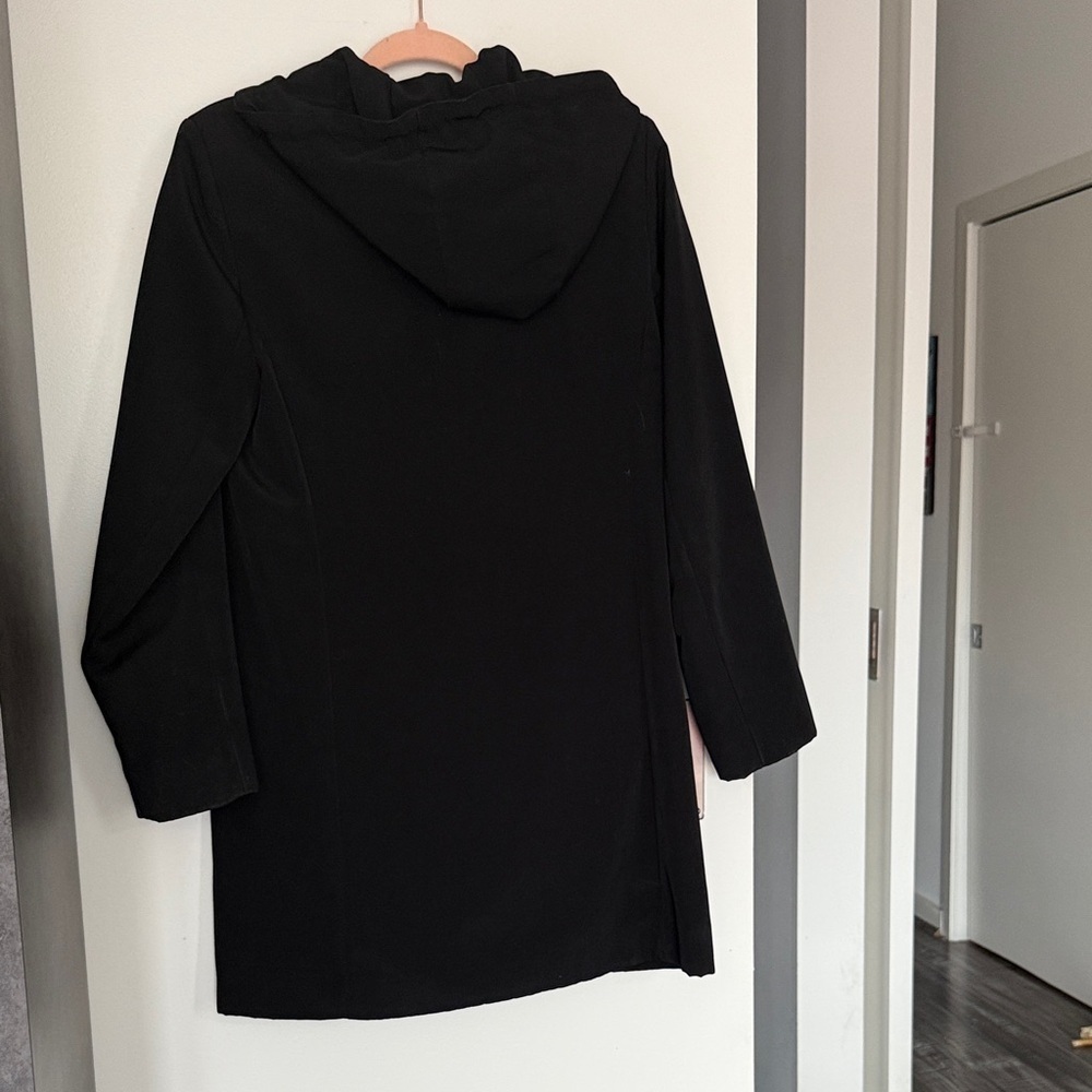 Anne Klein Black Hooded Rain Jacket - Water Proof Parks Coat - Picture 3 of 4